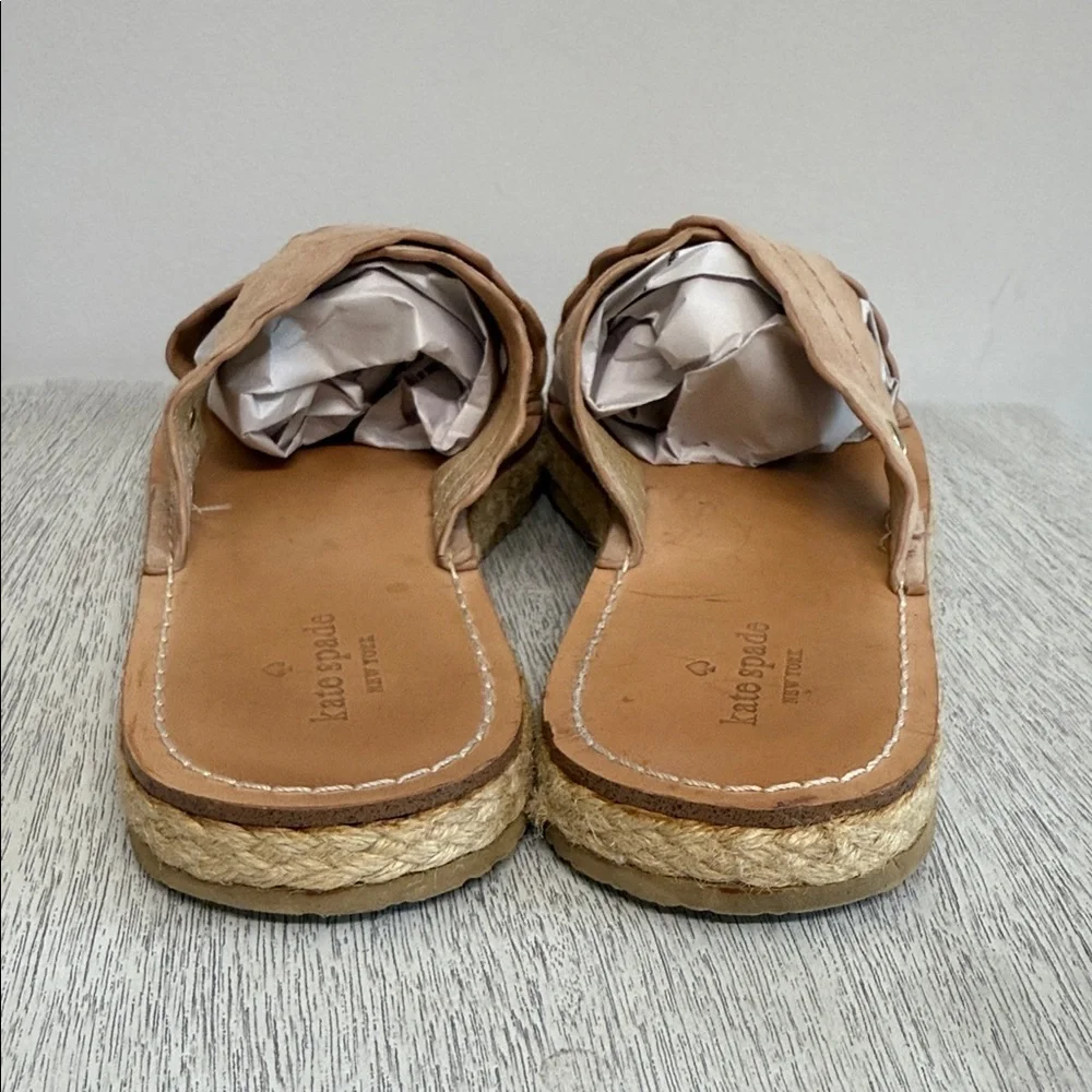Kate Spade Size 8M Pink Scalloped Espadrille Sandals Leather